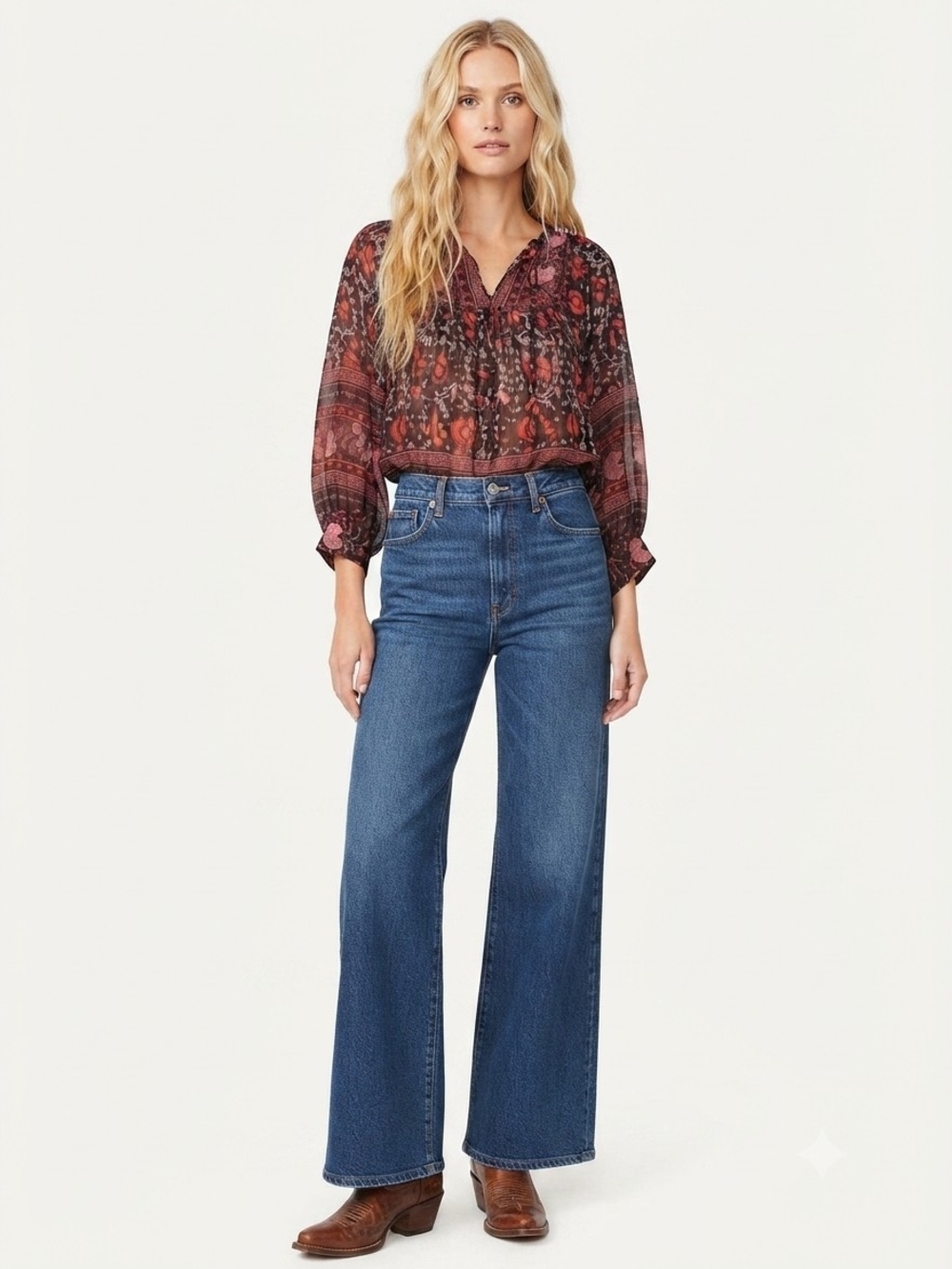 ​Ulla Johnson Bea Silk Bohemian Floral Blouse Top Size 4 / Small